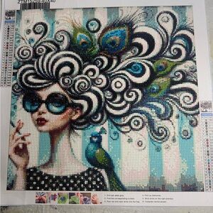 Peacock Feather Art with Woman